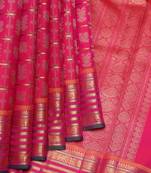 Dual tone pink traditional pure zari silk saree with silk mark certified