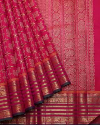Dual tone pink traditional pure zari silk saree with silk mark certified 2