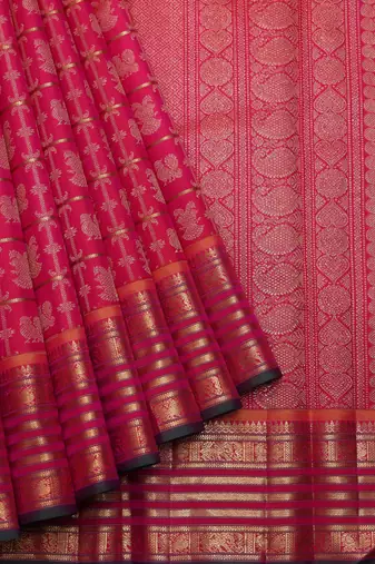 Dual tone pink traditional zari silk saree 