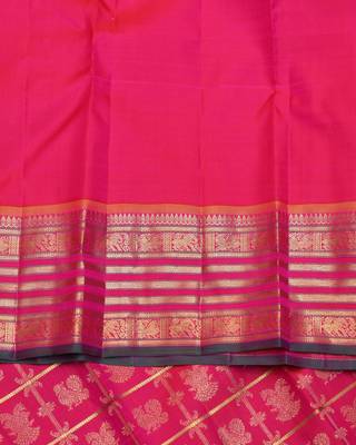 Dual tone pink traditional pure zari silk saree with silk mark certified 4