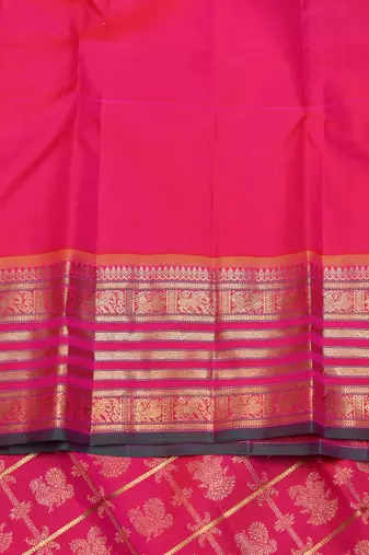 Dual tone pink traditional zari silk saree 