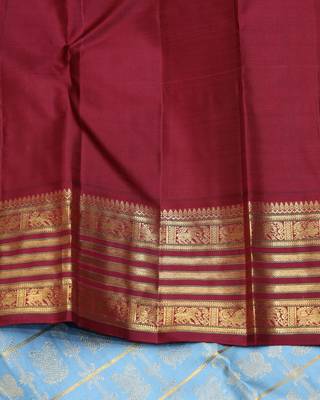 Steel blue pure zari silk saree with silk mark certified 4