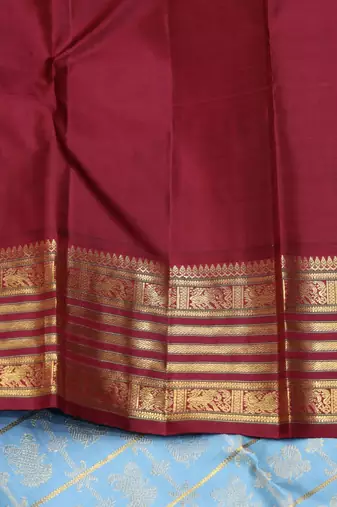 Steel blue pure zari silk saree with silk mark certified