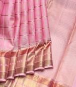 Pastel pink and gold pure zari silk saree with silk mark certified