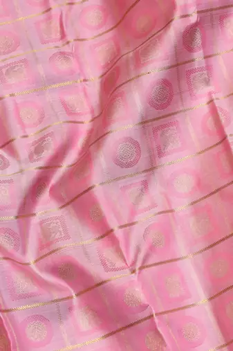 Pastel pink and gold zari silk saree 