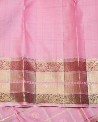 Pastel pink and gold pure zari silk saree with silk mark certified 4