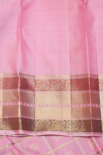Pastel pink and gold zari silk saree 