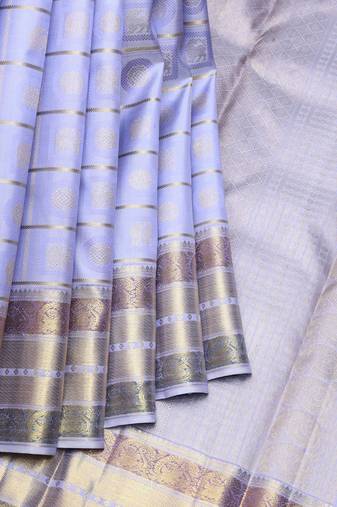 Periwinkle pure zari silk saree