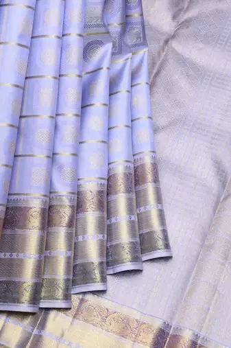 Periwinkle pure zari silk saree with silk mark certified