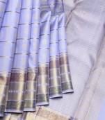 Periwinkle pure zari silk saree with silk mark certified