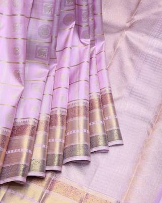 Electric lavender pure zari silk saree with silk mark certified 1