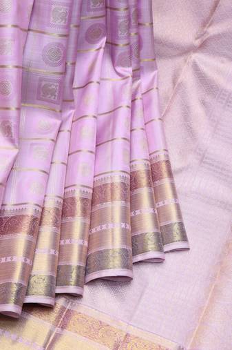 Electric lavender pure zari silk saree with silk mark certified