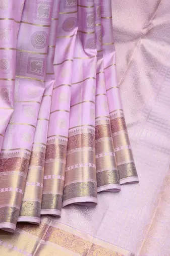 Electric lavender pure zari silk saree with silk mark certified