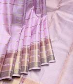 Electric lavender pure zari silk saree with silk mark certified
