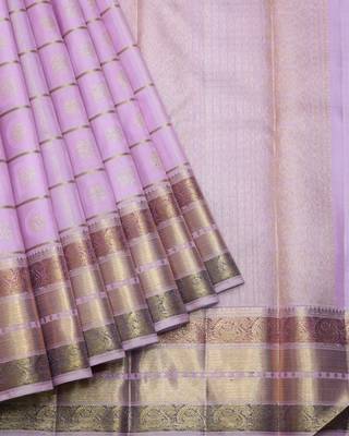 Electric lavender pure zari silk saree with silk mark certified 2