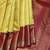 Lemon yellow and maroon pure zari silk saree