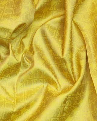 Lemon yellow and maroon pure zari silk saree with silk mark certified 3