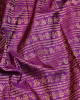 Purple and cream designer pure zari silk saree with silk mark certified 3