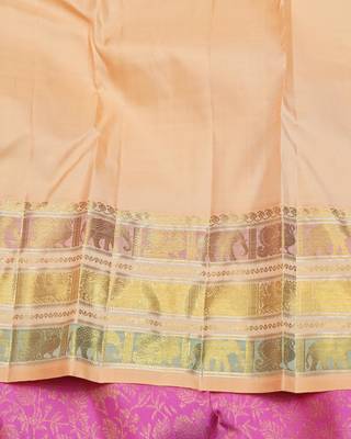 Pink and peach pure zari silk saree with silk mark certified 4