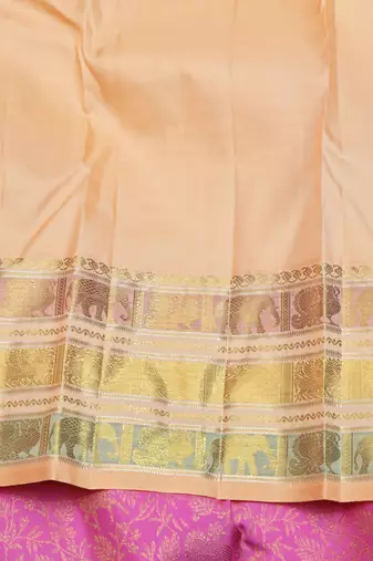 Pink and peach zari silk saree 