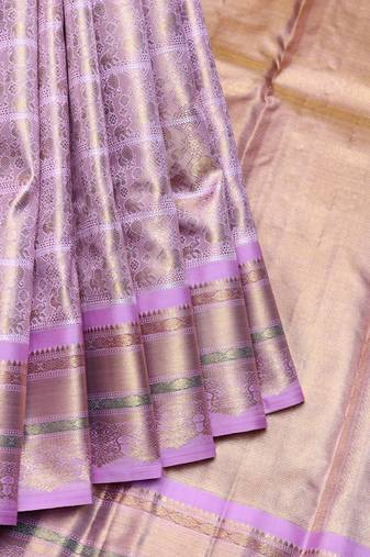 Lavender tissue pure zari silk saree with silk mark certified