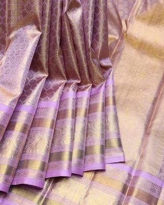 Lavender pure zari silk saree with silk mark certified 1