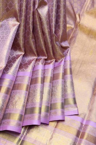 Lavender pure zari silk saree