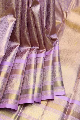 Lavender pure zari silk saree with silk mark certified