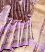 Lavender pure zari silk saree with silk mark certified