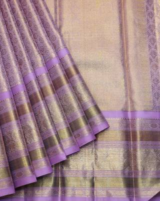 Lavender pure zari silk saree with silk mark certified 2