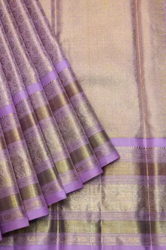 Lavender zari silk saree 