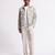 White digital printed linen jacket