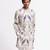White digital printed linen kurta