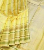 Lemon yellow pure zari silk saree with silk mark certified