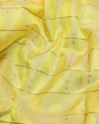 Lemon yellow pure zari silk saree with silk mark certified 3