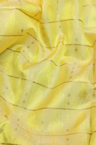 Lemon yellow zari silk saree 