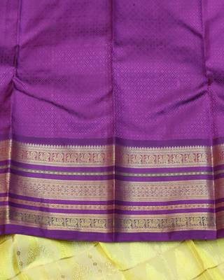 Lemon yellow pure zari silk saree with silk mark certified 4