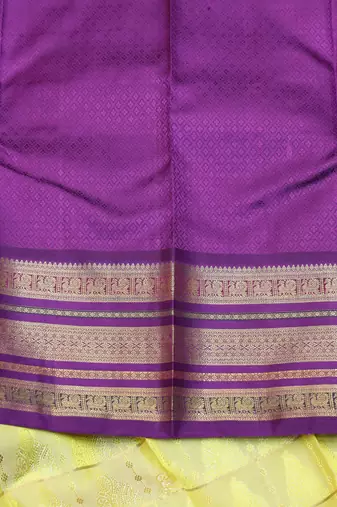 Lemon yellow zari silk saree 
