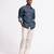 Blue floral plain linen shirt