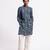 Blue floral printed linen kurta