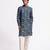 Blue floral printed linen kurta