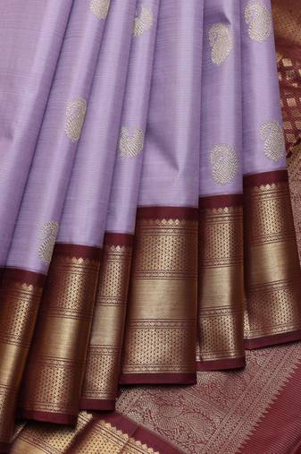 Lavender and maroon vairaoosi pure zari silk saree