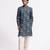 Blue floral printed linen kurta