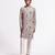 Grey floral printed linen kurta