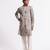 Grey floral printed linen kurta