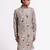 Grey floral printed linen kurta