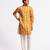 Yellow floral printed linen kurta
