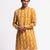 Yellow floral printed linen kurta