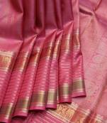 Pink and red pure zari silk saree with silk mark certified