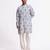 Blue floral printed linen kurta